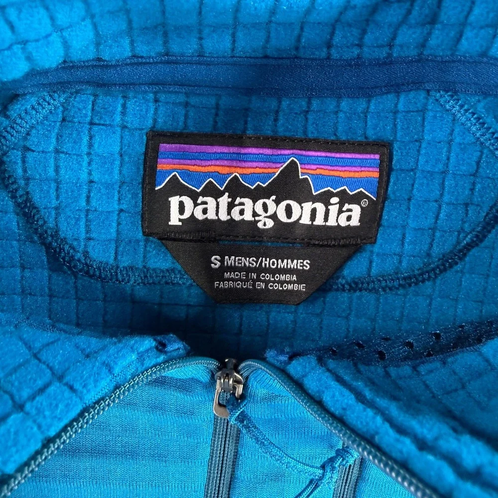 Patagonia R1‎ Pullover Mens Small Blue Quarter Zip Polartec Grid Fleece 40110